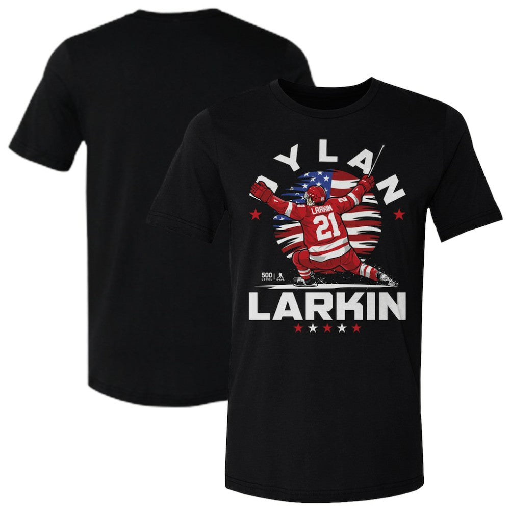 Dylan Larkin US Men's Hockey 500 Level Flag T-Shirt - Black - NHL 203959020