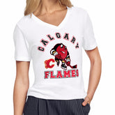 Calgary Flames Starter Women's Tough Puck T-Shirt - White - NHL 203995176