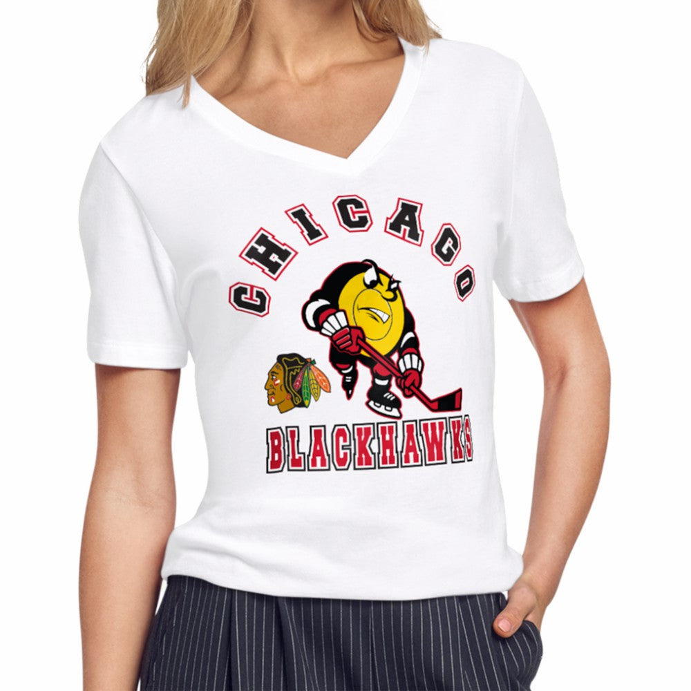 Chicago Blackhawks Starter Women's Tough Puck T-Shirt - White - NHL 203995178