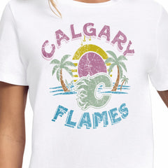 Calgary Flames Starter Women's Tonal Beach T-Shirt - White - NHL 204013640