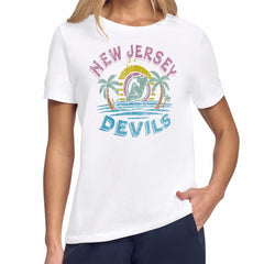 New Jersey Devils Starter Women's Tonal Beach T-Shirt - White - NHL 204013652
