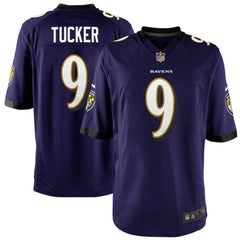 Nike Justin Tucker Baltimore Ravens Youth Game Jersey Purple