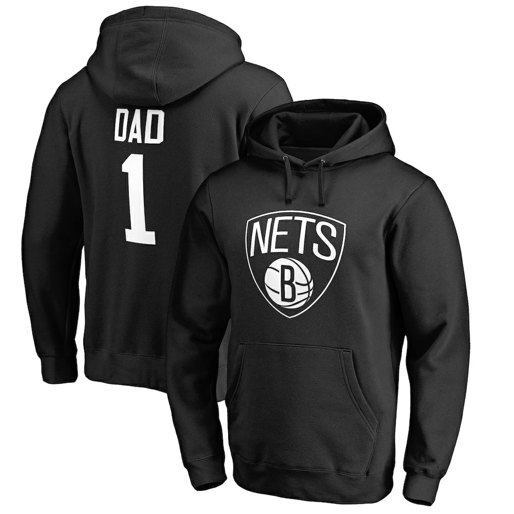 Brooklyn Nets #1 Dad Pullover Hoodie Black