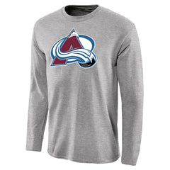 Colorado Avalanche Team Primary Logo Long Sleeve T-Shirt - Ash - NHL 2484644