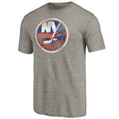 New York Islanders Distressed Team Logo Tri-Blend T-Shirt - Ash - NHL 2485145
