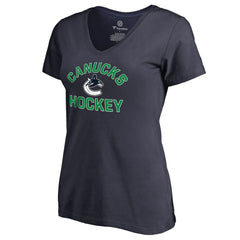 Vancouver Canucks Women's Overtime V-Neck T-Shirt - Navy - NHL 2515995