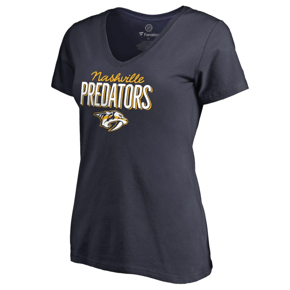 Nashville Predators Women's Nostalgia V-Neck T-Shirt - Navy - NHL 2516234