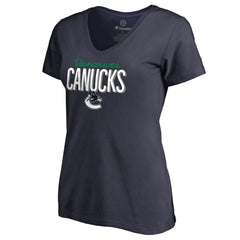Vancouver Canucks Women's Nostalgia V-Neck T-Shirt - Navy - NHL 2516245