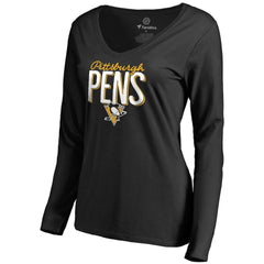 Pittsburgh Penguins Women's Nostalgia Long Sleeve T-Shirt - Black - NHL 2516270