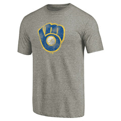 Milwaukee Brewers Distressed Team Tri-Blend T-Shirt - Ash - MLB Discount