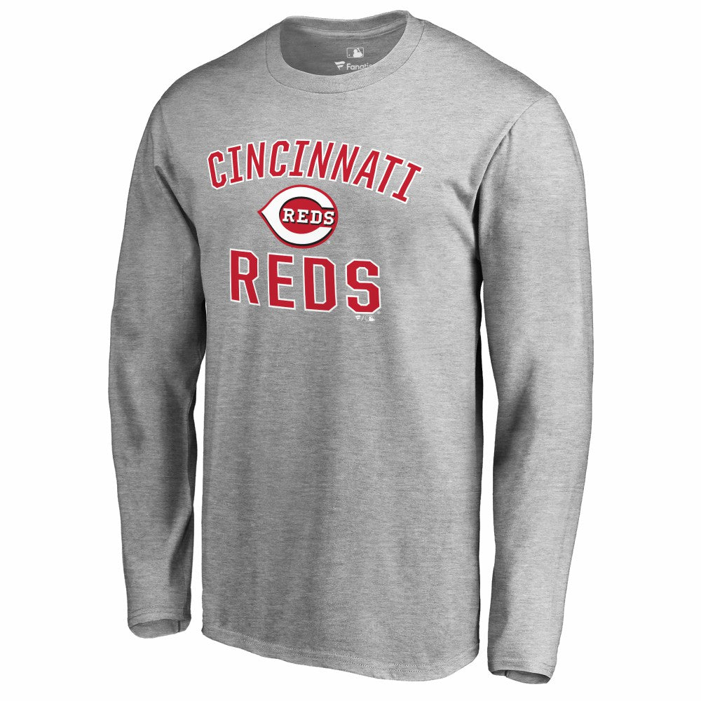 Cincinnati Reds Victory Arch Long Sleeve T-Shirt - Ash - MLB Discount