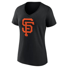 San Francisco Giants Women's Team Color Primary Logo V-Neck T-Shirt - Black - MLB Lifestyle