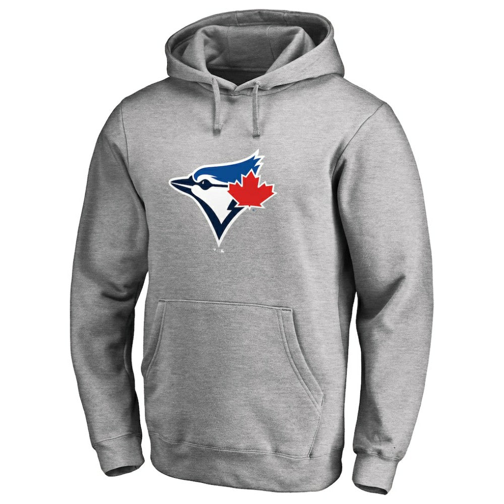 Toronto Blue Jays Official Logo Fitted Pullover Hoodie - Heather Gray - MLB Sale