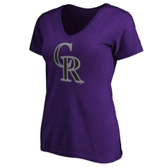 Colorado Rockies Women's Secondary Color Primary Logo T-Shirt - Purple - MLB on Sale