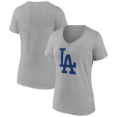 Los Angeles Dodgers Women's Secondary Color Primary Logo T-Shirt - Ash - MLB Sale