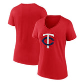 Minnesota Twins Women's Secondary Color Primary Logo T-Shirt - Red - MLB Discount