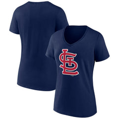 St. Louis Cardinals Women's Secondary Color Primary Logo T-Shirt - Navy - MLB Discount