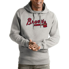 Atlanta Braves Antigua Victory Pullover Hoodie - Heathered Gray - MLB Sale