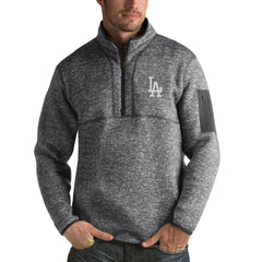 Los Angeles Dodgers Antigua Fortune Half-Zip Sweater - Heathered Charcoal - MLB on Sale