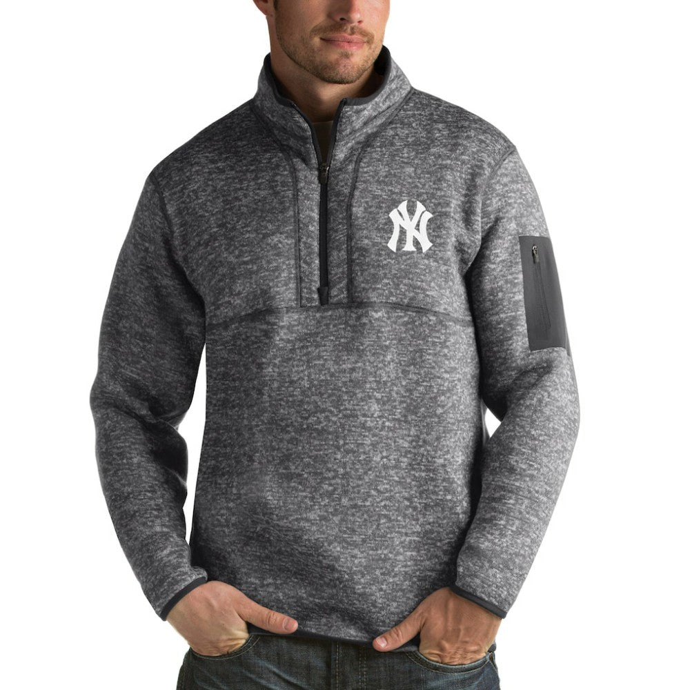 New York Yankees Antigua Fortune Half-Zip Sweater - Heathered Charcoal - MLB on Sale