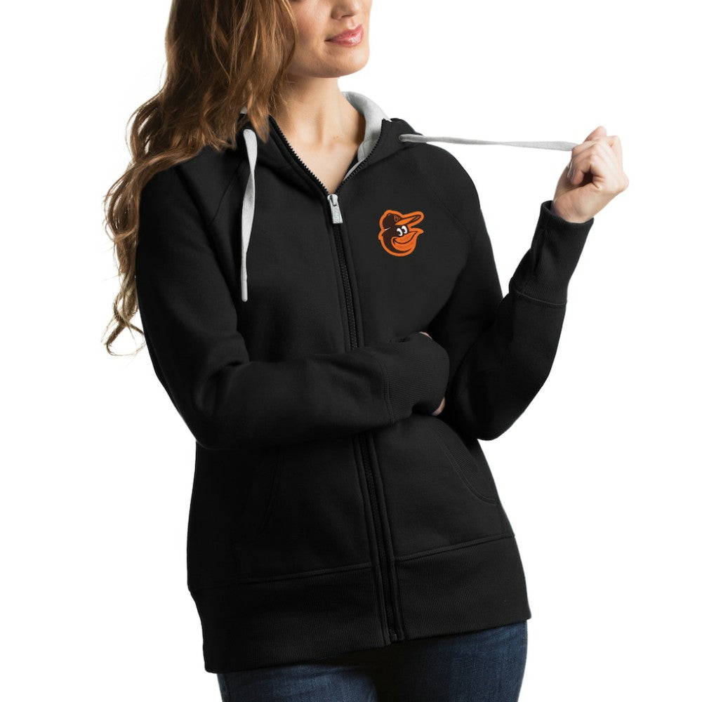 Baltimore Orioles Antigua Women's Victory Full-Zip Hoodie - Black - MLB Lifestyle