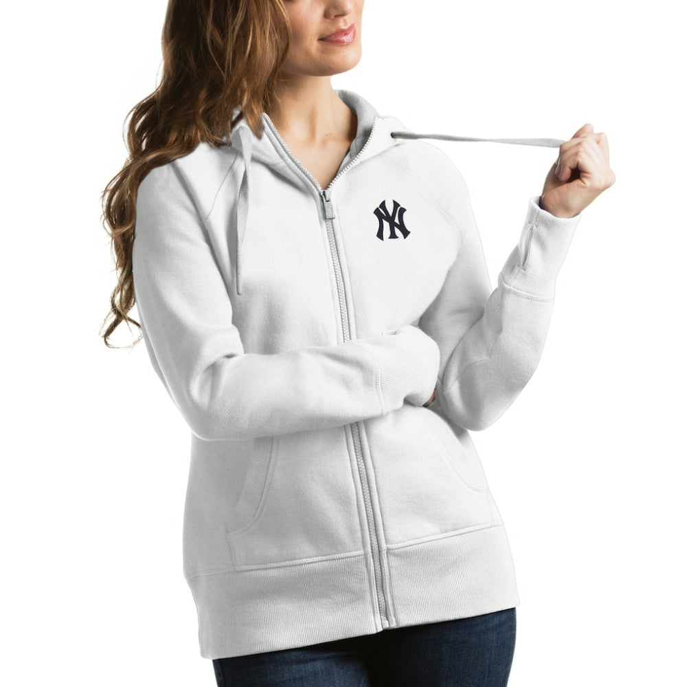 New York Yankees Antigua Women's Victory Full-Zip Hoodie - White - MLB Lifestyle