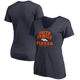 Denver Broncos Women's Faith Family V-Neck T-Shirt Navy