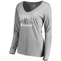 Kansas City Royals Women's Victory Script Long Sleeve T-Shirt - Ash - MLB Lifestyle