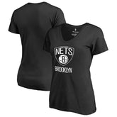 Brooklyn Nets Women's Primary Logo V-Neck T-Shirt Black