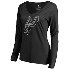 San Antonio Spurs Women's Primary Logo V-Neck Long Sleeve T-Shirt Black