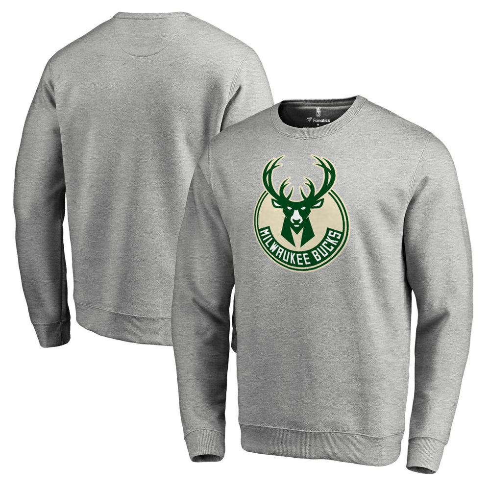 Milwaukee Bucks Primary Logo Sweatshirt Heathered Gray