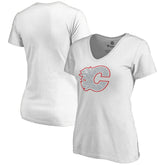 Calgary Flames Women's Whiteout V-Neck T-Shirt - White - NHL 2606338
