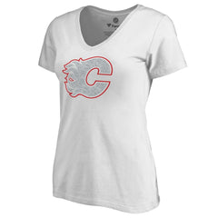 Calgary Flames Women's Whiteout V-Neck T-Shirt - White - NHL 2606338