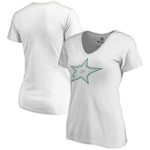 Dallas Stars Women's Whiteout V-Neck T-Shirt - White - NHL 2606343