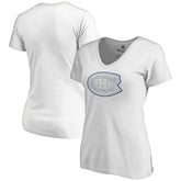 Montreal Canadiens Women's Whiteout V-Neck T-Shirt - White - NHL 2606349