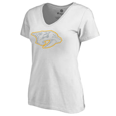 Nashville Predators Women's Whiteout V-Neck T-Shirt - White - NHL 2606350
