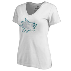 San Jose Sharks Women's Whiteout V-Neck T-Shirt - White - NHL 2606358