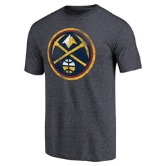Denver Nuggets Distressed Team Logo Tri-Blend T-Shirt Heather Navy