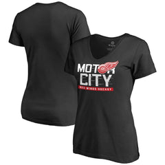Detroit Red Wings Women's Hometown Collection Motor City V-Neck T-Shirt - Black - NHL 2606934