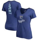 Salvador Perez Kansas City Royals Women's Backer V-Neck T-Shirt - Royal - MLB Discount