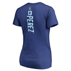 Salvador Perez Kansas City Royals Women's Backer V-Neck T-Shirt - Royal - MLB Discount