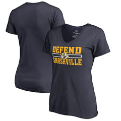 Nashville Predators Women's Hometown Collection Defend V-Neck T-Shirt - Navy - NHL 2716618