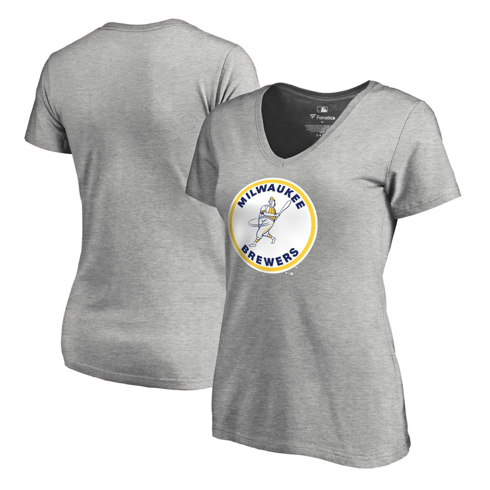 Milwaukee Brewers Women's Cooperstown Collection Forbes T-Shirt - Ash - MLB Lifestyle