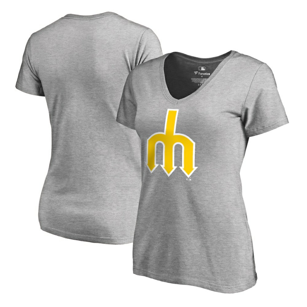 Seattle Mariners Women's Cooperstown Collection Forbes V-Neck T-Shirt - Heather Gray - MLB Sale