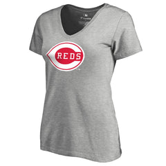 Cincinnati Reds Women's Core Wahconah V-Neck T-Shirt - Heather Gray - MLB Sale