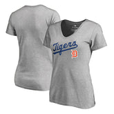 Detroit Tigers Women's Core Wahconah V-Neck T-Shirt - Heather Gray - MLB Discount