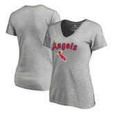 Los Angeles Angels Women's Core Wahconah V-Neck T-Shirt - Heather Gray - MLB Discount