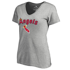 Los Angeles Angels Women's Core Wahconah V-Neck T-Shirt - Heather Gray - MLB Discount