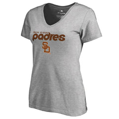 San Diego Padres Women's Core Wahconah V-Neck T-Shirt - Heather Gray - MLB Online