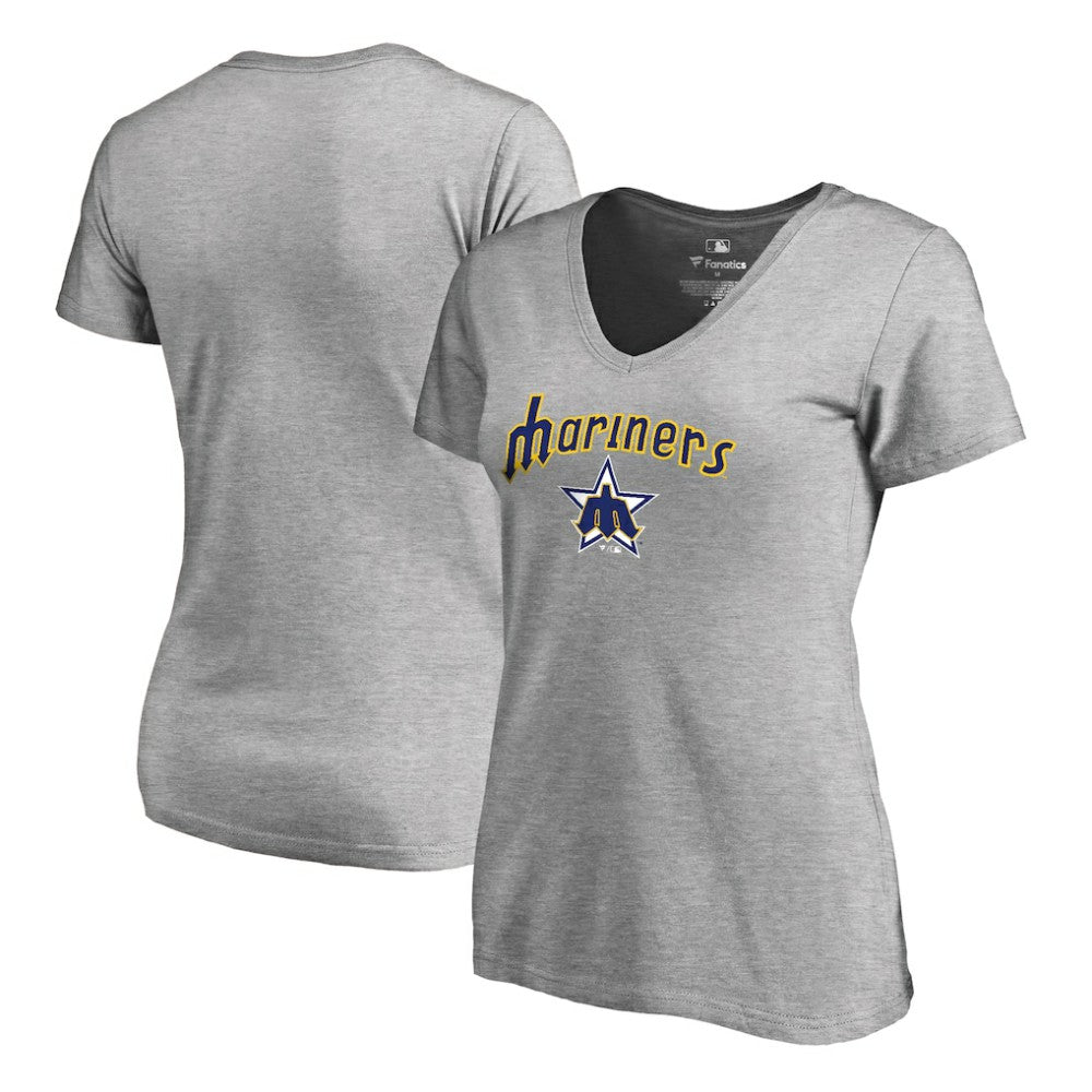 Seattle Mariners Women's Core Wahconah V-Neck T-Shirt - Heather Gray - MLB on Sale